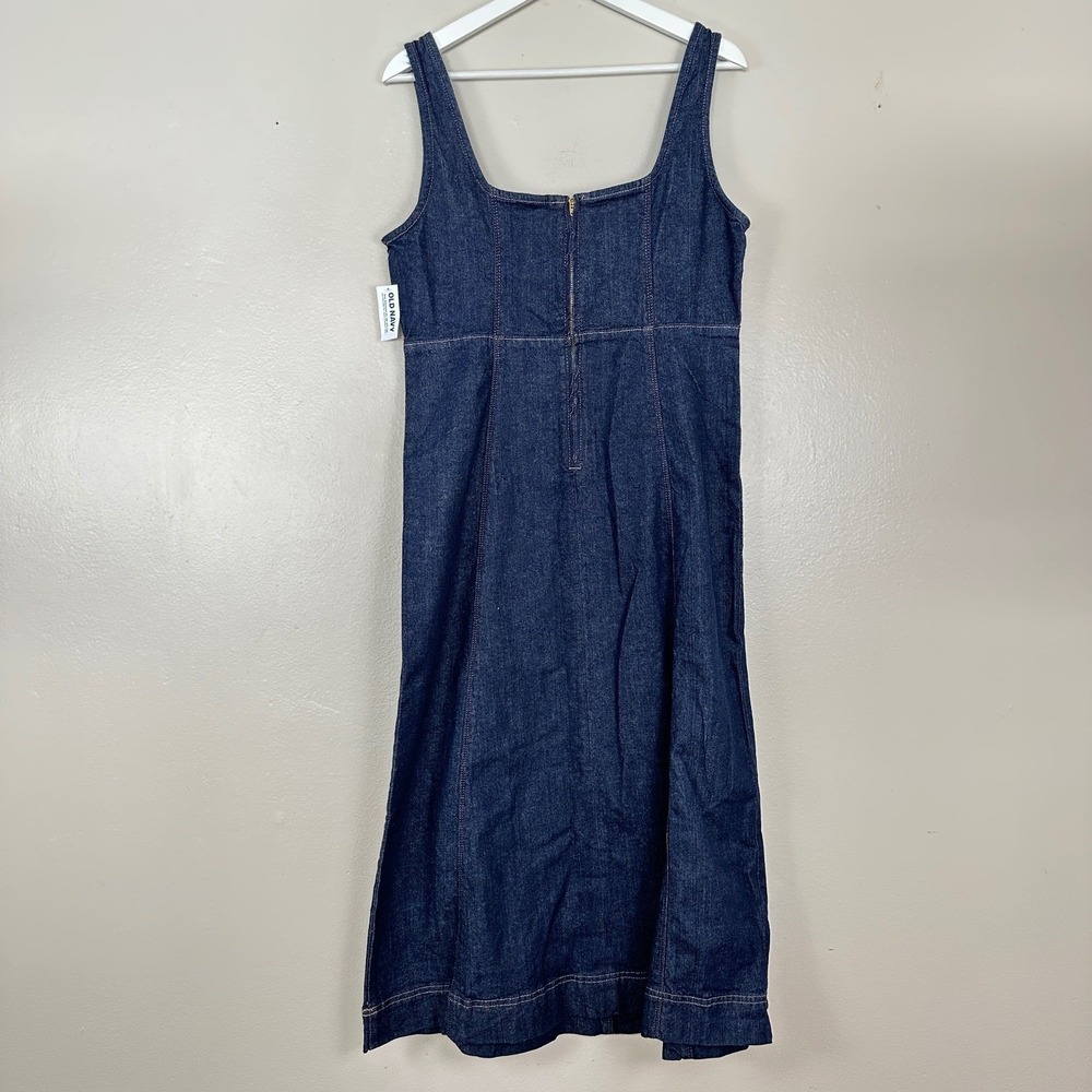 Old Navy Dark Blue Denim Midi Dress - Picture 3 of 12